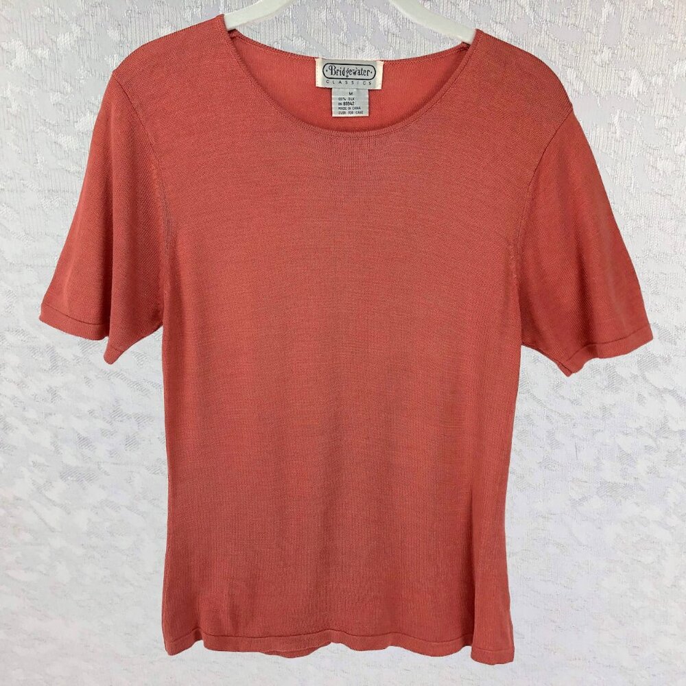 Bridgewater Classics Rust Color 100% Silk Pullover Short Sleeve Top
